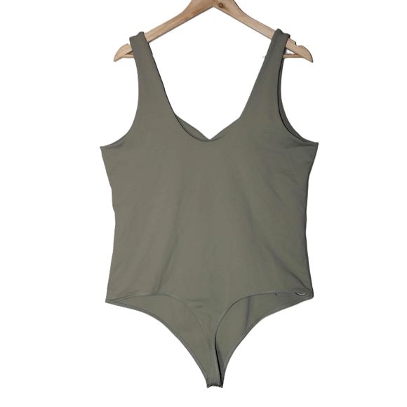 Womens Abercrombie & Fitch Soft A&F Collection Green V-Neck Bodysuit Top Size XL - Picture 2 of 5